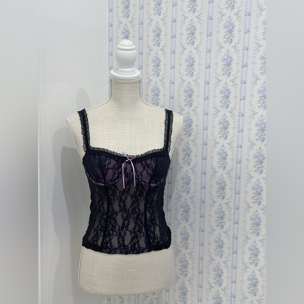 Vintage Victoria’s Secret Sydney Carlson Bustier top in purple & black